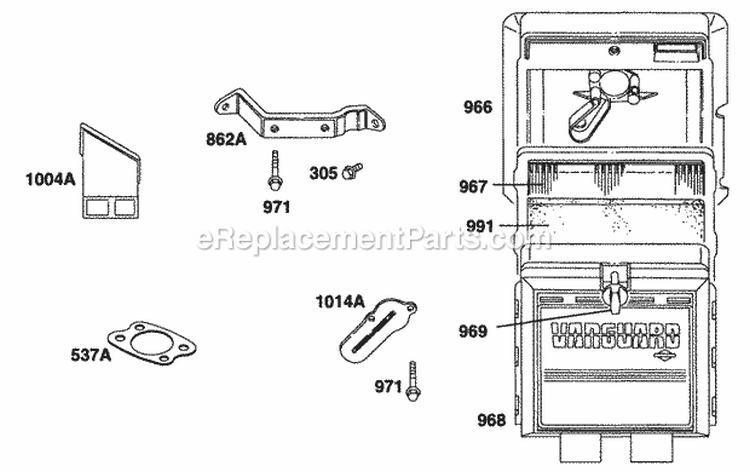 Page B Diagram and Parts List for 290777-0015-99  Briggs and Stratton Engine